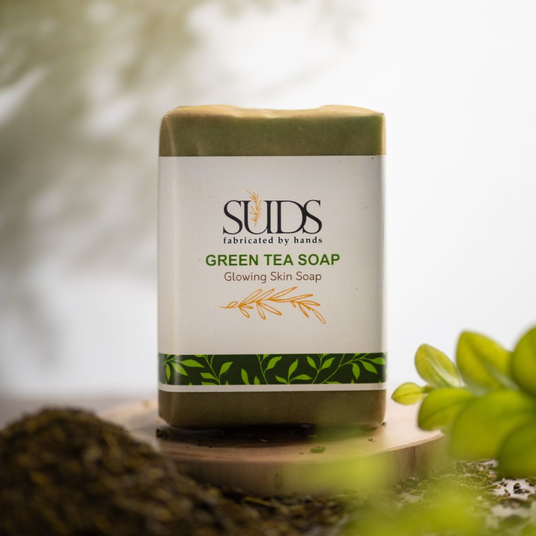 Handmade Suds Green Tea glowing skin soap, 100 gm - Image 2
