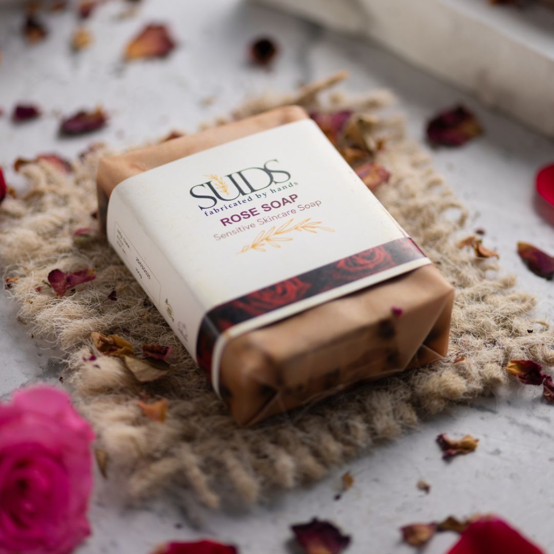 SUDS Natural Rose Handmade Soap Bar, 100g, Chemical-Free Face Cleanser - Image 2