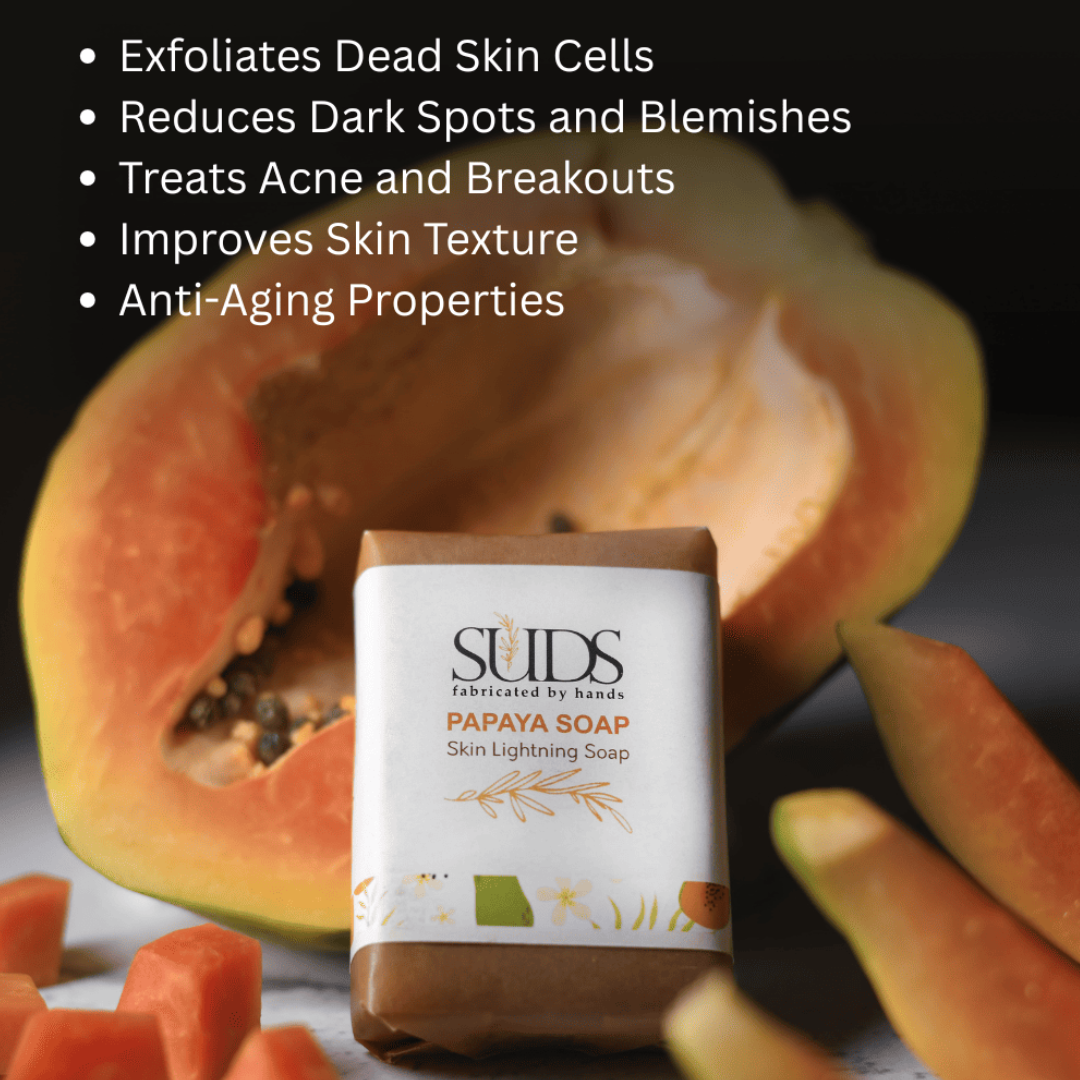 SUDS Papaya Skin Lightning Soap, Natural Exfoliating, Dark Spot Reduction, Anti-Ageing, Handmade - Image 2