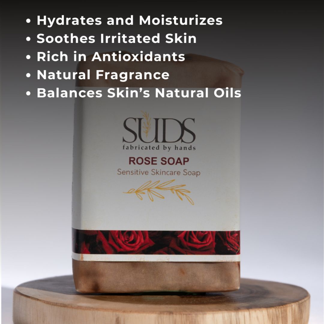 SUDS Natural Rose Handmade Soap Bar, 100g, Chemical-Free Face Cleanser - Image 5