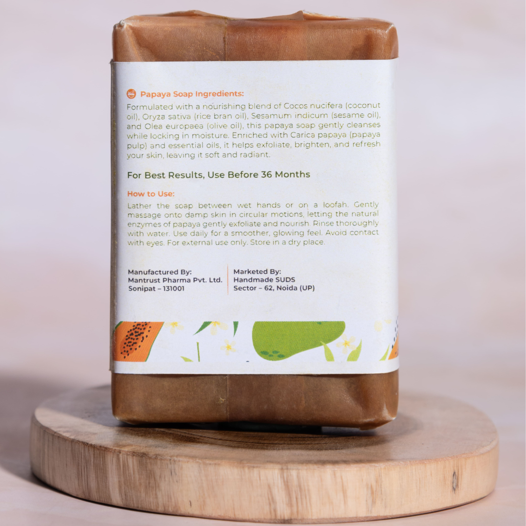 SUDS Papaya Skin Lightning Soap, Natural Exfoliating, Dark Spot Reduction, Anti-Ageing, Handmade - Image 3