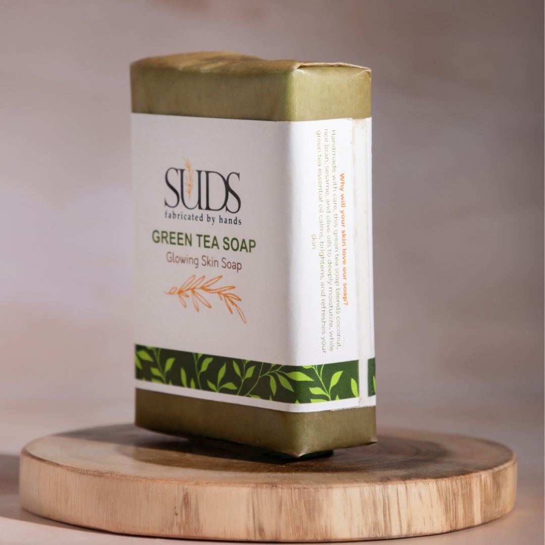 Handmade Suds Green Tea glowing skin soap, 100 gm - Image 4