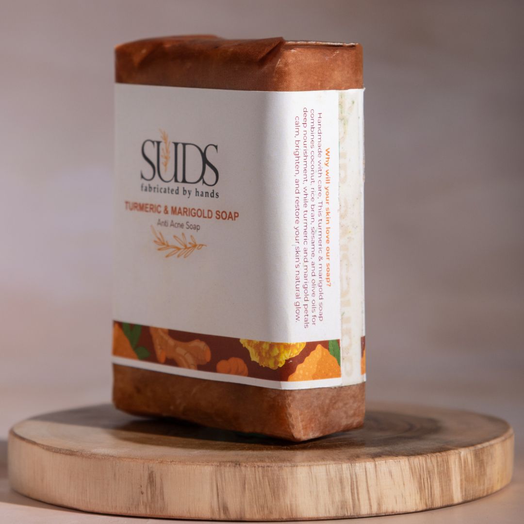 Turmeric & Marigold Anti Acne Soap Bar, Natural Handmade, HANDMADE SUDS 100g - Image 4
