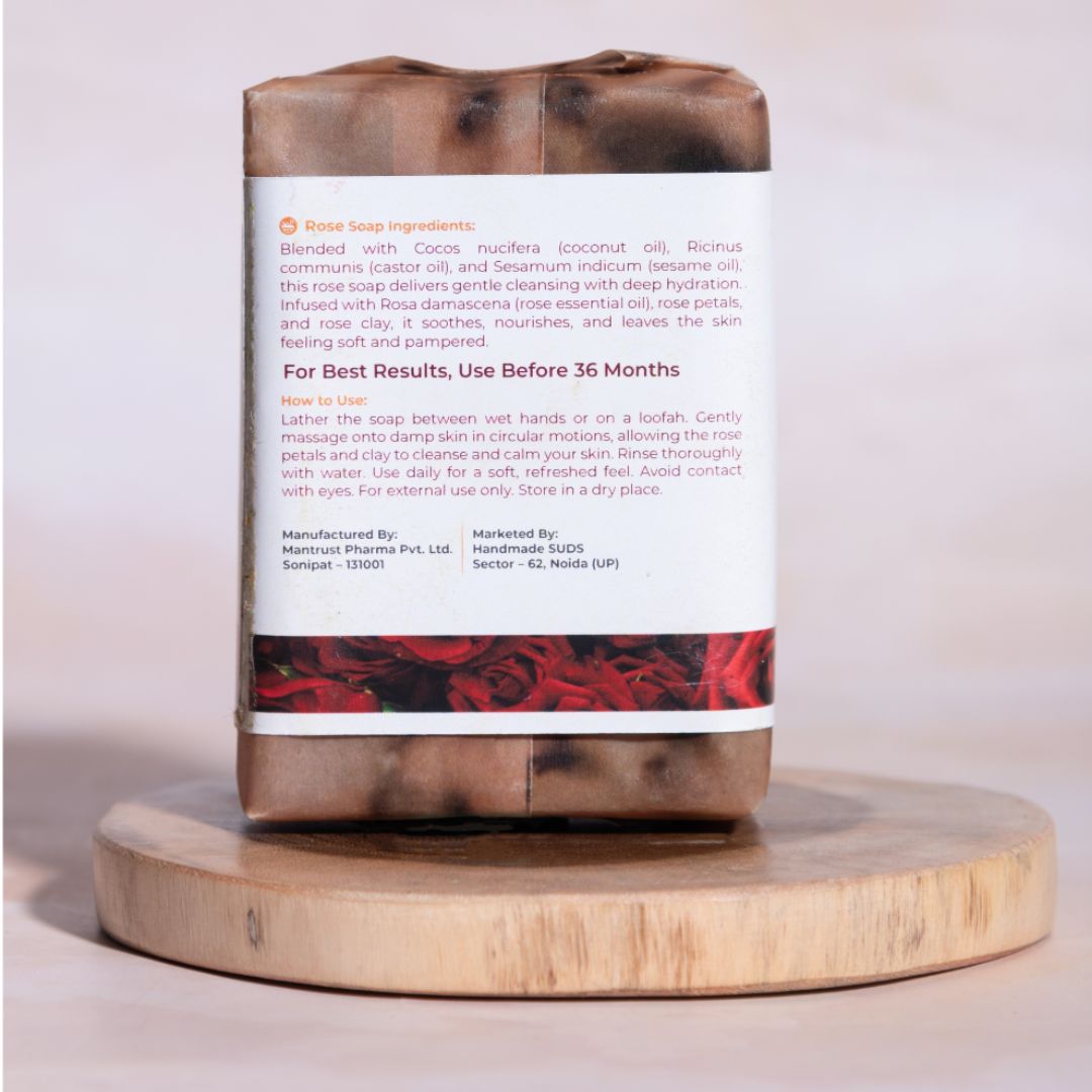 SUDS Natural Rose Handmade Soap Bar, 100g, Chemical-Free Face Cleanser - Image 4